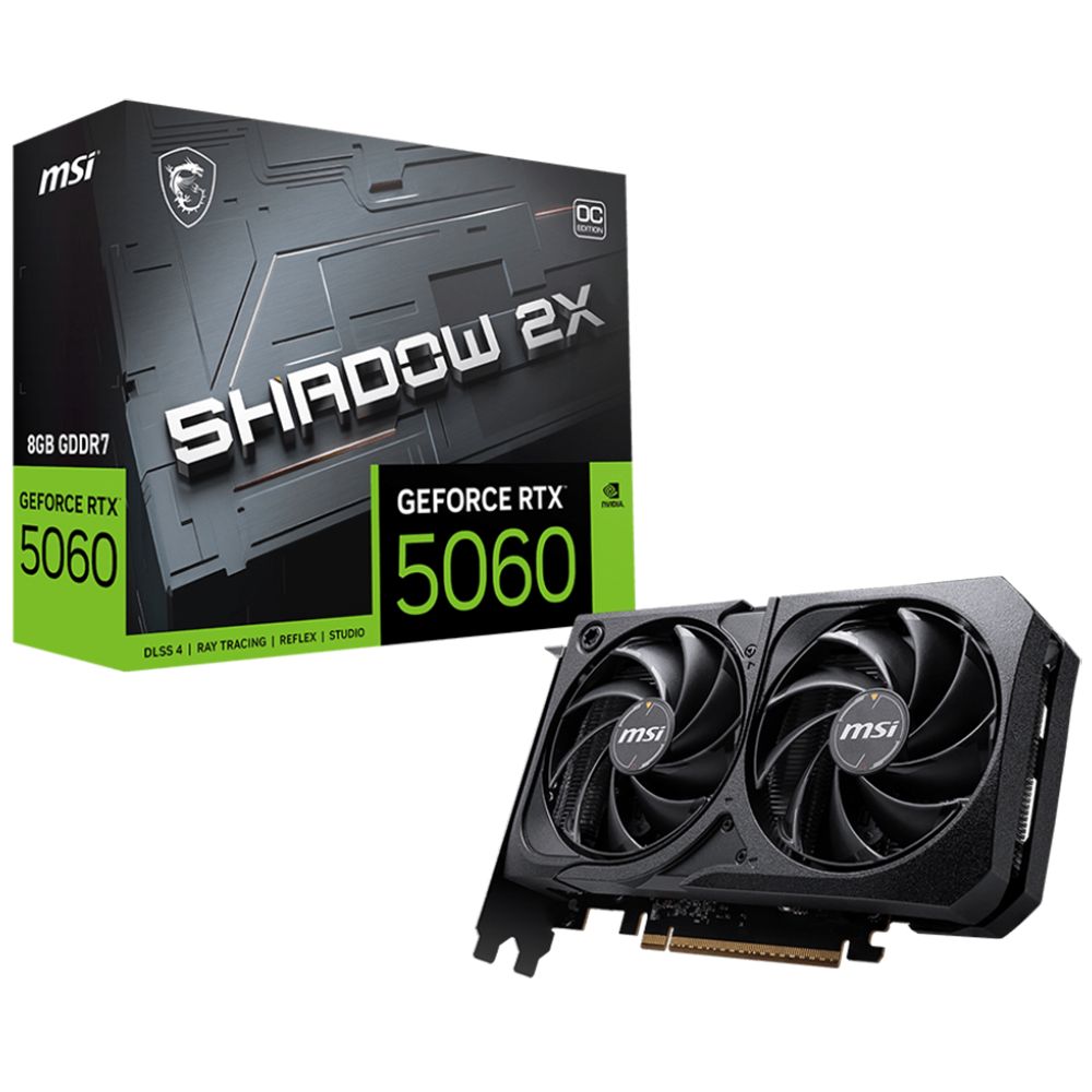 Видеокарта MSI RTX5060 SHADOW 2X OC 8GB GDDR7 128bit 3xDP HDMI 2FAN RTL