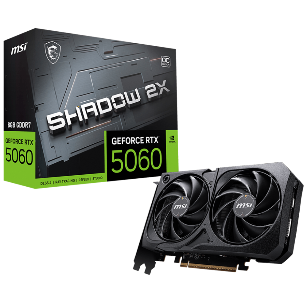Видеокарта MSI RTX5060 SHADOW 2X OC 8GB GDDR7 128bit 3xDP HDMI 2FAN RTL