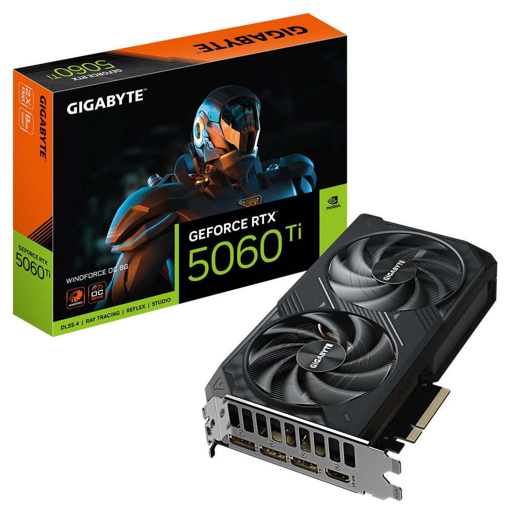 Видеокарта Gigabyte Bad Pack RTX5060Ti WINDFORCE OC 8GB GDDR7 128bit 3xDP HDMI 2FAN RTL bp