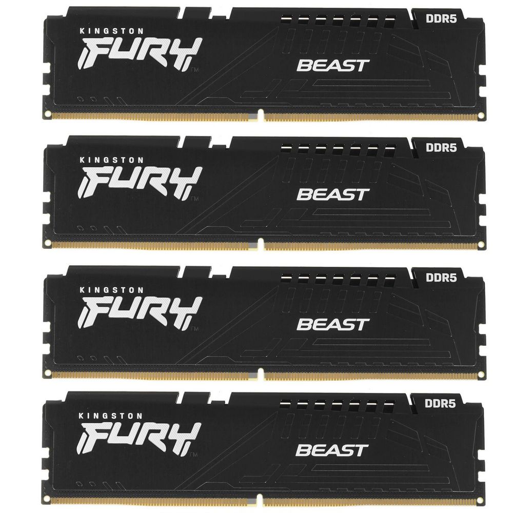 Модуль памяти Kingston KF560C40BBK4-64 64GB DDR5 6000 DIMM FURY Beast Black, Heat Shield, Kit (4x16GB), XMP, 1RX8, RTL