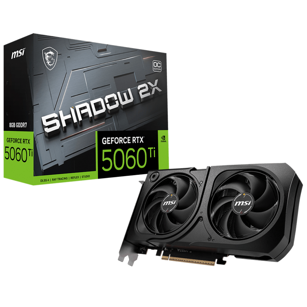 Видеокарта MSI RTX5060Ti SHADOW 2X OC PLUS 8GB GDDR7 128bit 3xDP HDMI 2FAN RTL