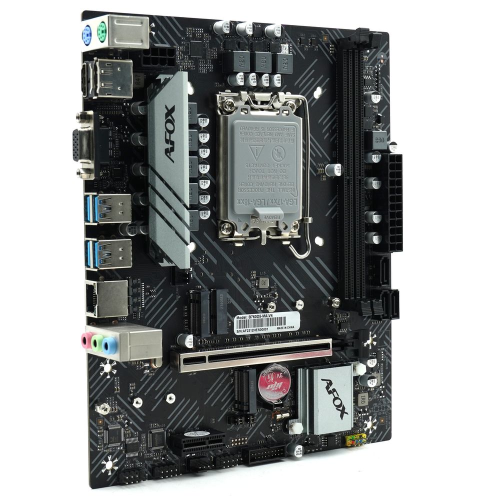Материнская плата Afox B760D4-MA5-V2 LGA1700 mATX 2xDDR4 PCIEx16 PCIEx1 2xM.2 HDMI VGA GLAN