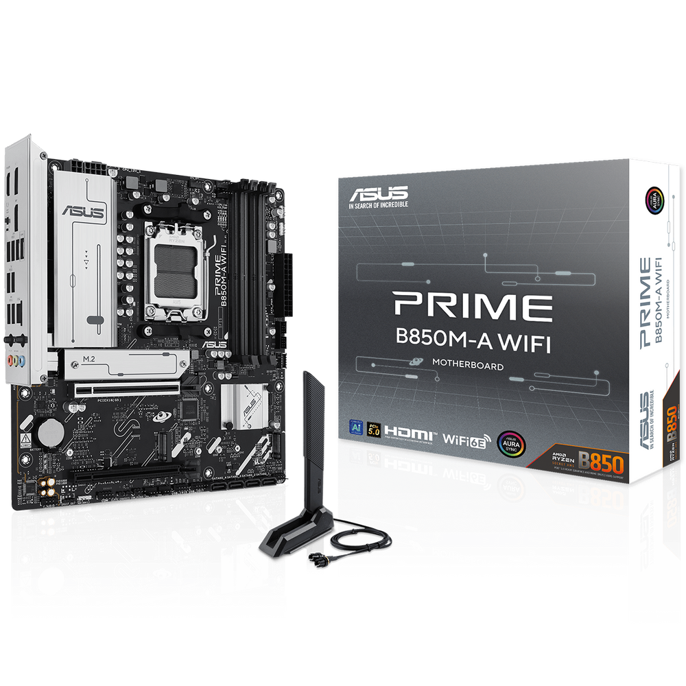 Материнская плата ASUS PRIME B850M-A WIFI AM5 mATX 4хDDR5 2xPCIEx16 3xM.2 2хDP HDMI 2.5GLAN Wi-Fi 6