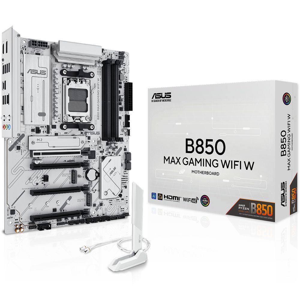 Материнская плата ASUS B850 MAX GAMING WIFI W AM5 ATX 4xDDR5 4xPCIEx16 3xM.2 USB-C DP HDMI 2.5GLAN Wi-Fi 6E