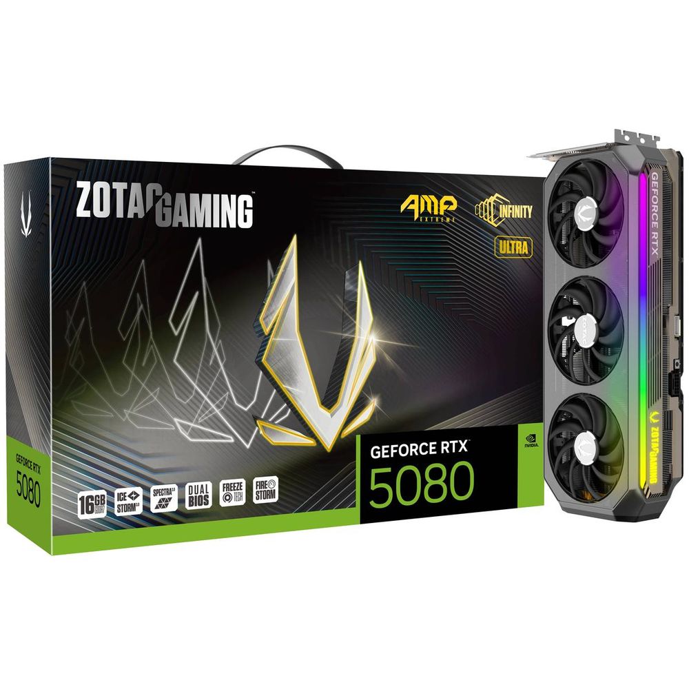 Видеокарта Zotac RTX5080 AMP EXTREME INFINITY ULTRA 16GB GDDR7 256bit 3xDP HDMI 3FAN PREMIUM PACK