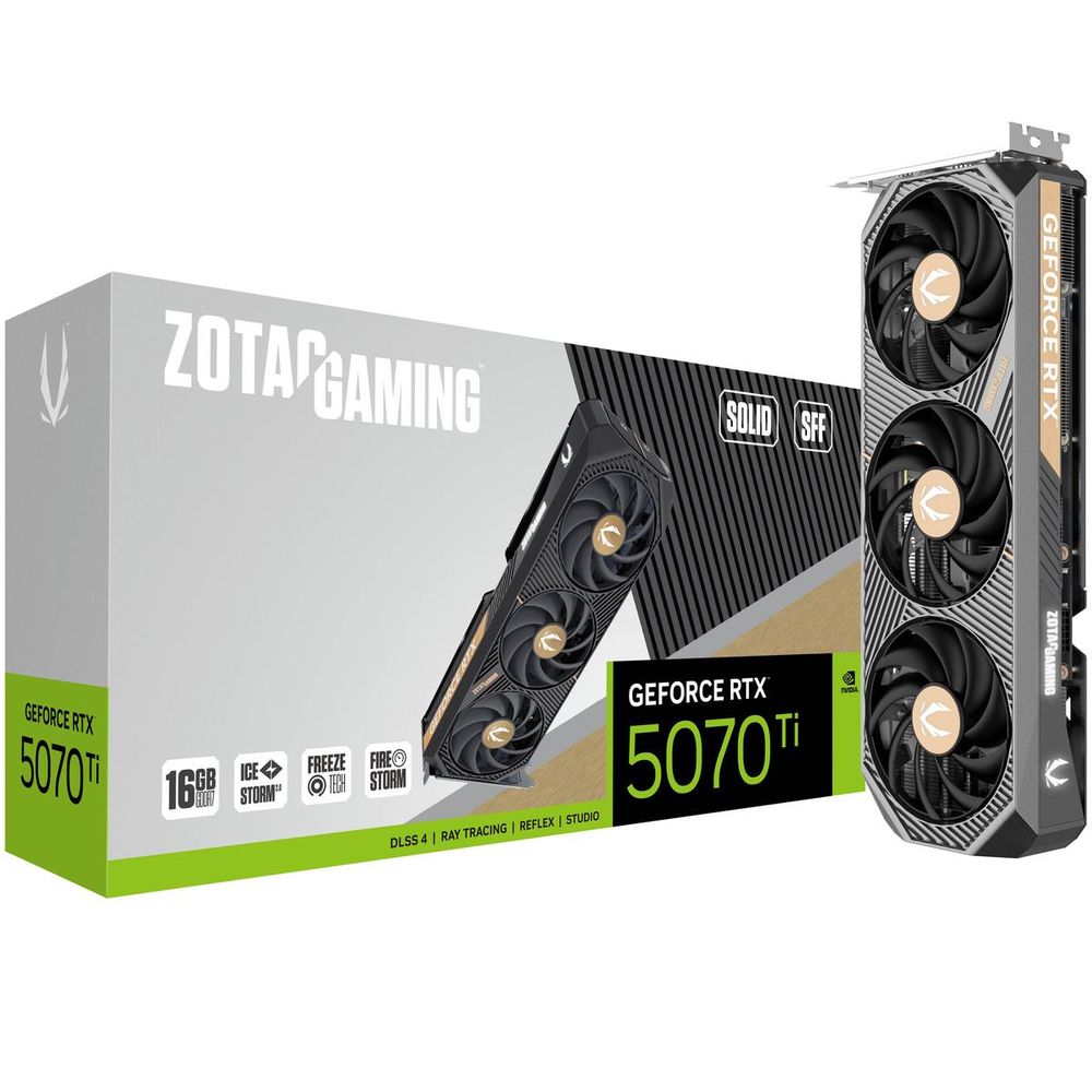 Видеокарта Zotac RTX5070Ti SOLID SFF 16GB GDDR7 256bit 3xDP HDMI 3FAN PREMIUM PACK