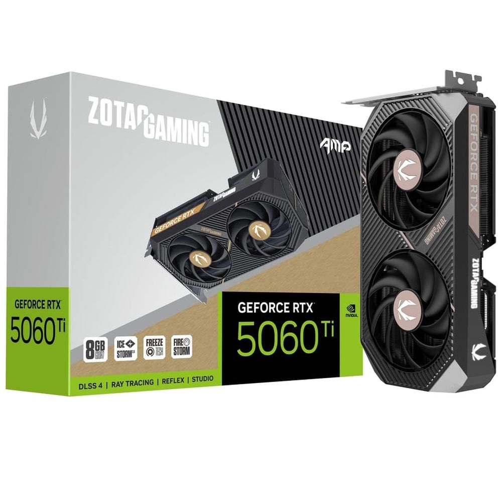 Видеокарта Zotac RTX5060Ti AMP 8GB GDDR7 128bit 3xDP HDMI 2FAN MEDIUM PACK