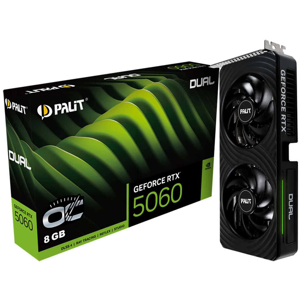 Видеокарта Palit RTX5060 DUAL OC 8GB GDDR7 128bit 3xDP HDMI 2FAN RTL