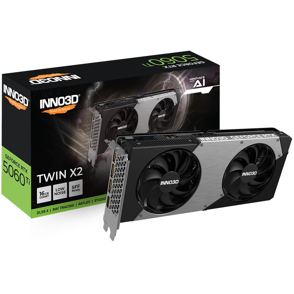 Видеокарта INNO3D RTX5060Ti TWIN X2 16GB GDDR7 128bit 3xDP HDMI 2FAN RTL