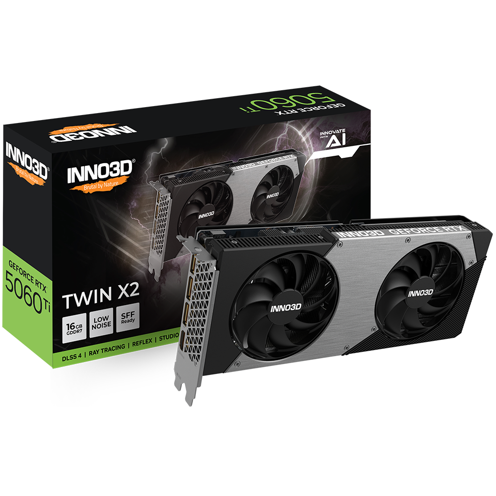 Видеокарта INNO3D RTX5060Ti TWIN X2 16GB GDDR7 128bit 3xDP HDMI 2FAN RTL