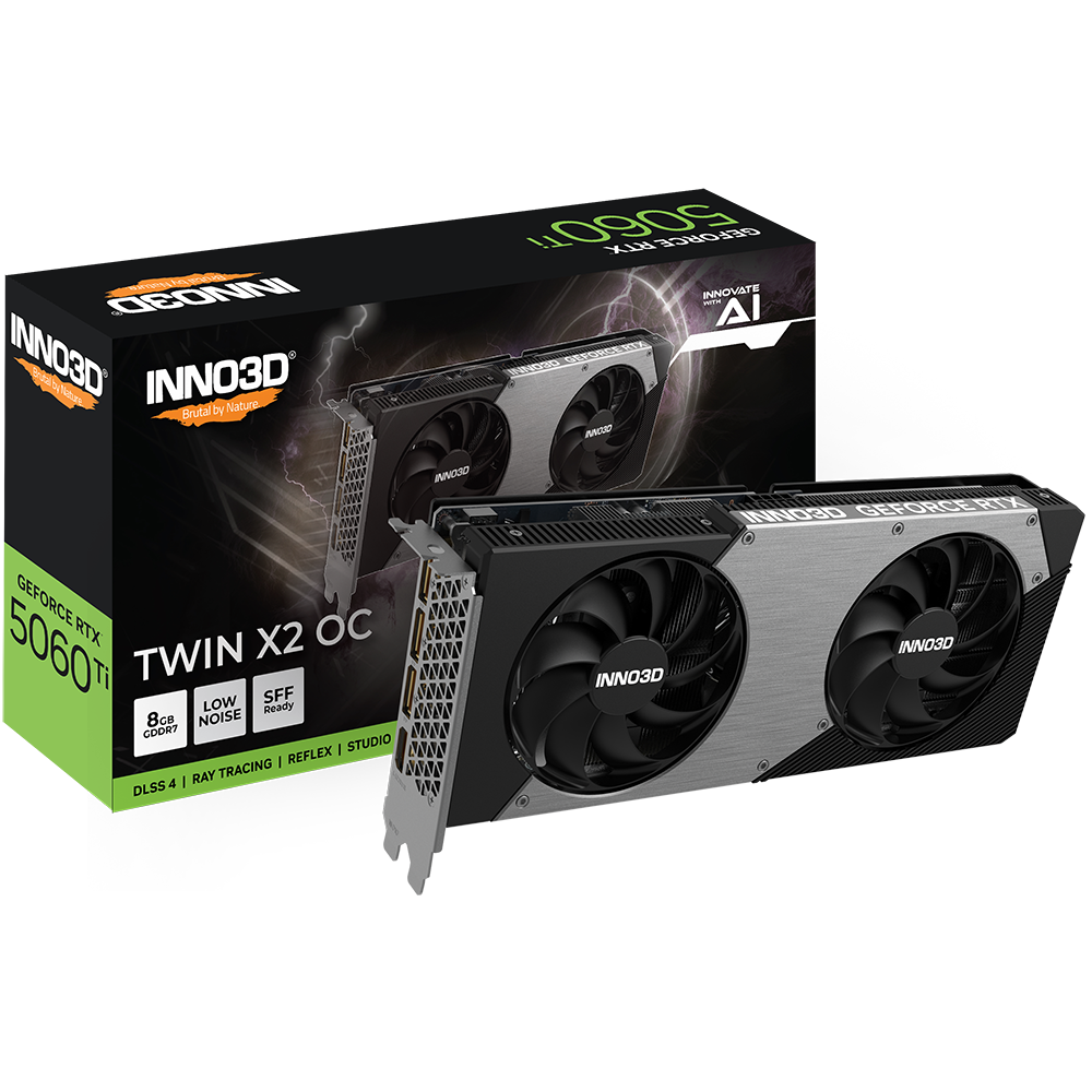 Видеокарта INNO3D RTX5060Ti TWIN X2 ОС 8GB GDDR7 128bit 3xDP HDMI 2FAN RTL