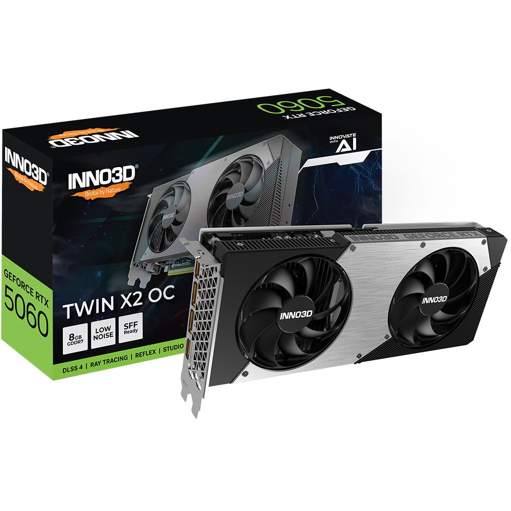 Видеокарта INNO3D RTX5060 TWIN X2 ОС 8GB GDDR7 128bit 3xDP HDMI 2FAN RTL