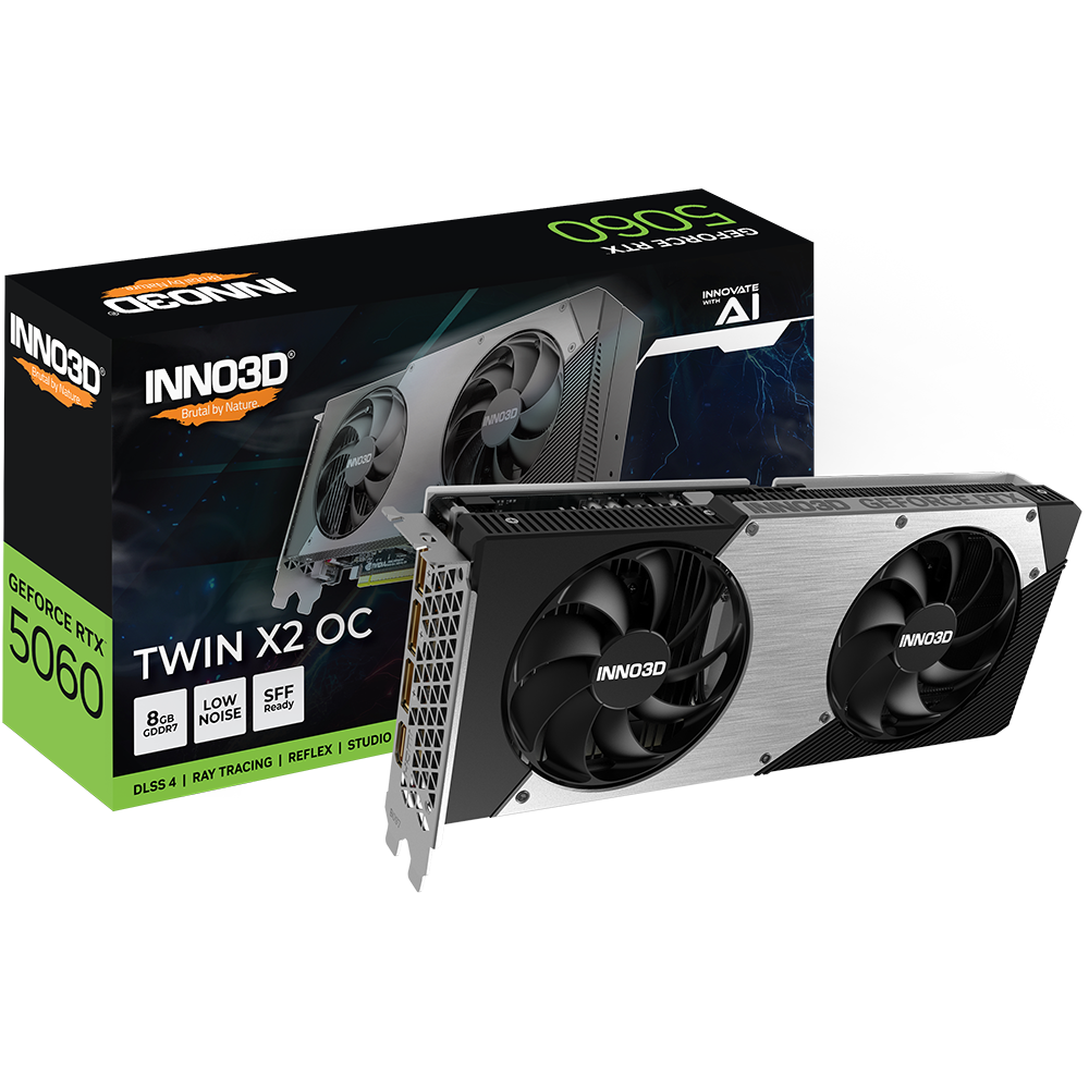 Видеокарта INNO3D RTX5060 TWIN X2 ОС 8GB GDDR7 128bit 3xDP HDMI 2FAN RTL