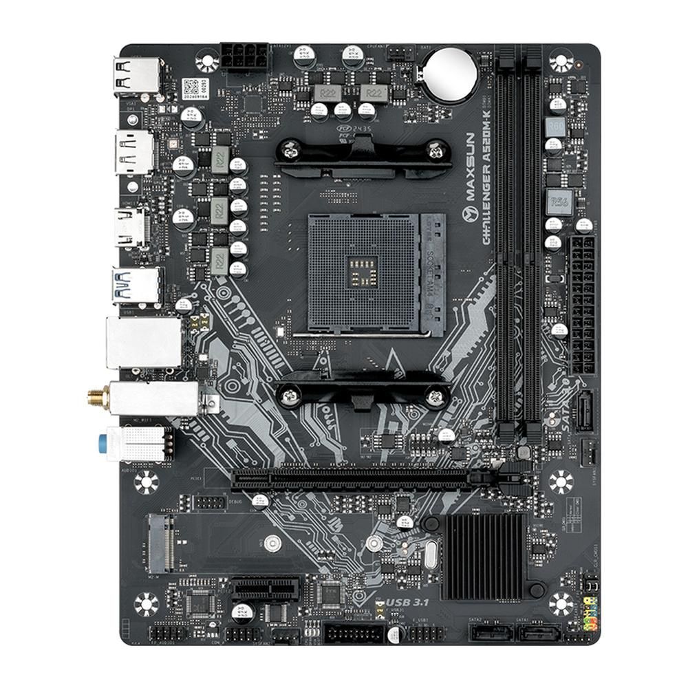 Материнская плата Maxsun MS-Challenger A520M-K WIFI B550, AM4, 2*DDR4, 1*PCIEx16, 1*PCIEx1, 2*M.2, 4*USB3.2Gen1, 6*USB2.0, 3*SATA3.0, 1G, VGA, HDMI, M-ATX, RTL