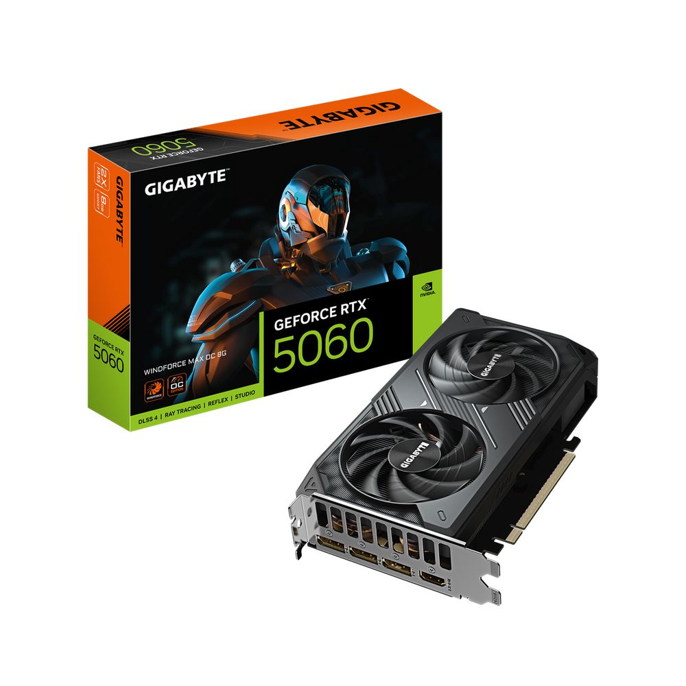 Видеокарта Gigabyte RTX5060 WINDFORCE MAX OC 8GB GDDR7 128bit 3xDP HDMI 2FAN RTL