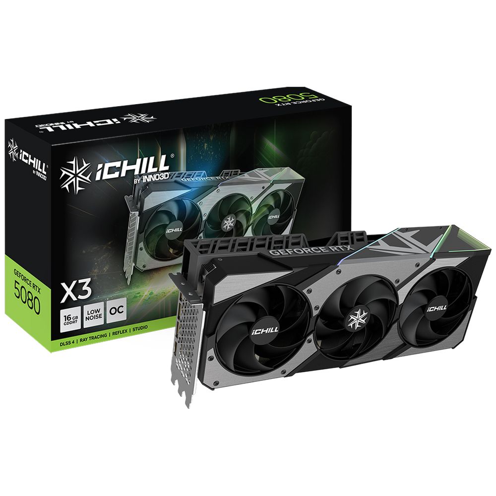 Видеокарта INNO3D RTX5080 ICHILL X3 V2 16GB GDDR7 256bit 3xDP HDMI 3FAN RTL