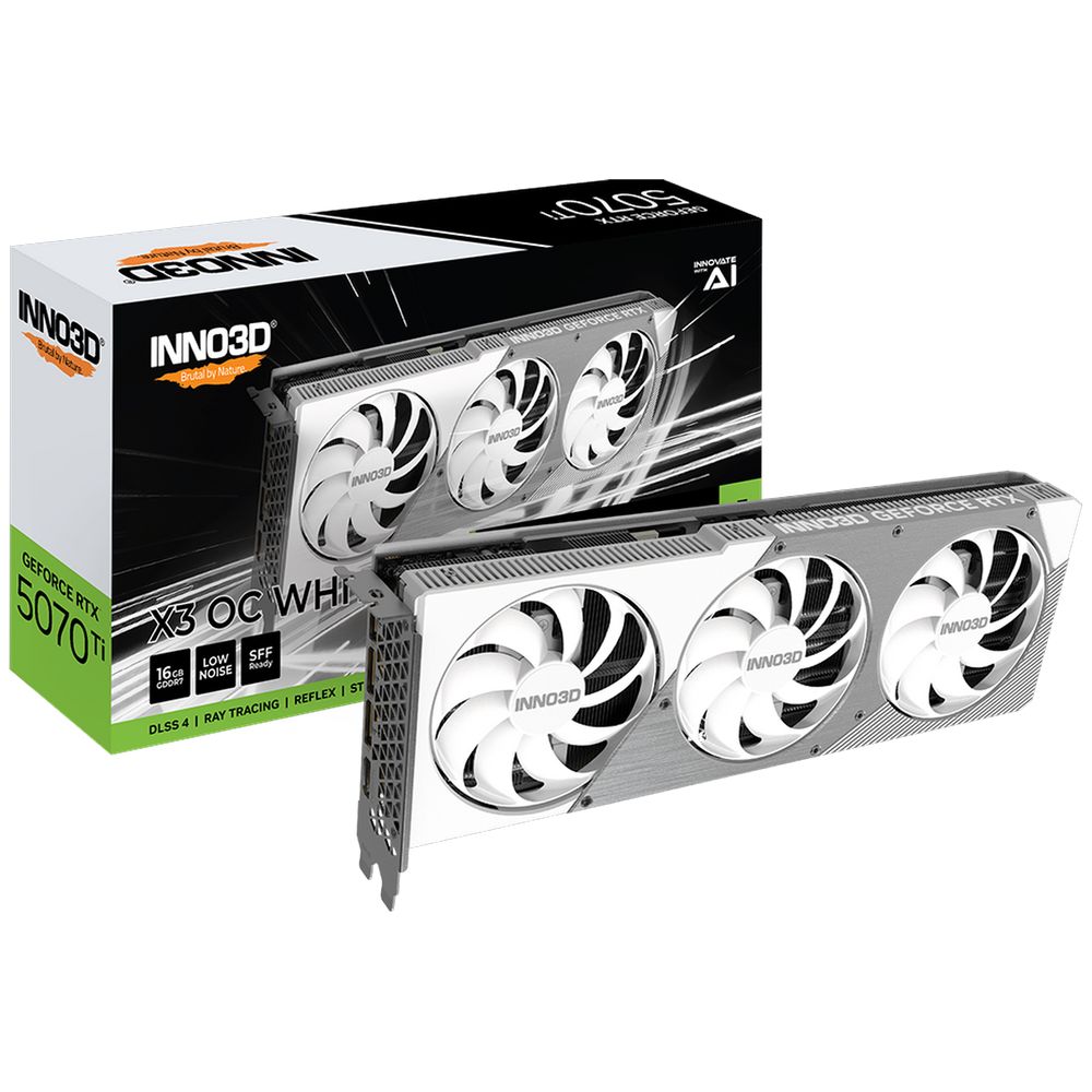 Видеокарта INNO3D RTX5070Ti ХЗ ОС WHITE 16GB GDDR7 256bit 3xDP HDMI 3FAN RTL