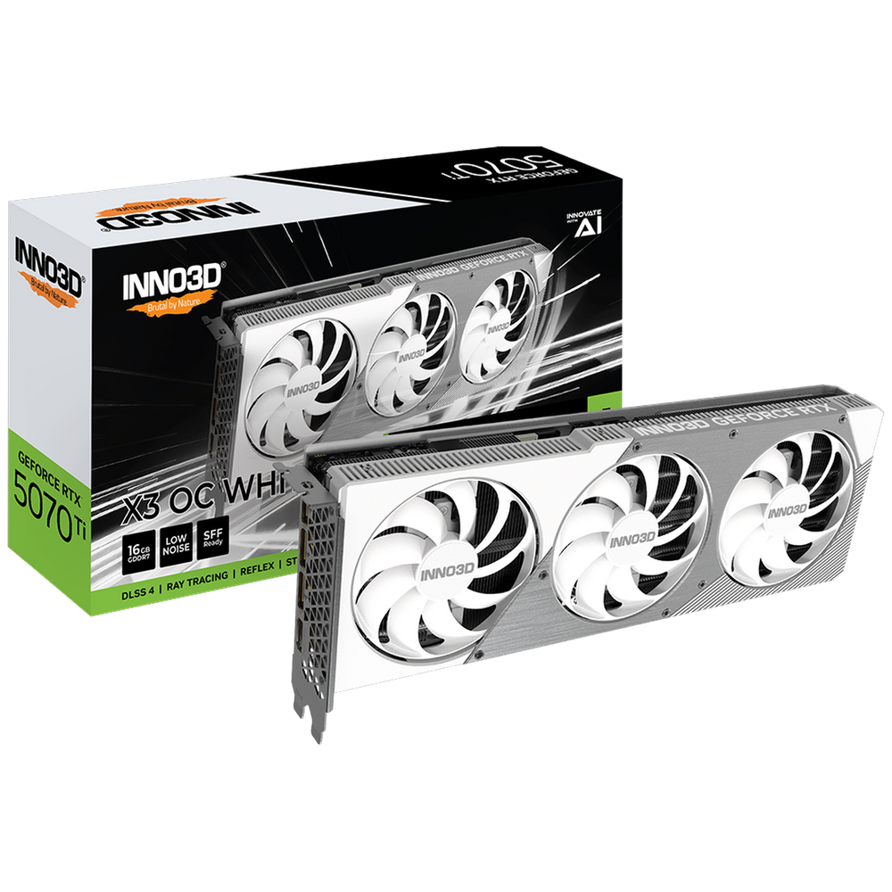 Видеокарта INNO3D RTX5070Ti ХЗ ОС WHITE 16GB GDDR7 256bit 3xDP HDMI 3FAN RTL