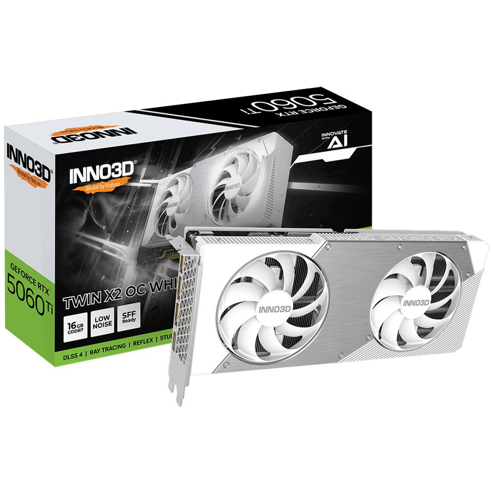 Видеокарта INNO3D RTX5060Ti TWIN X2 ОС WHITE 16GB GDDR7 128bit 3xDP HDMI 2FAN RTL
