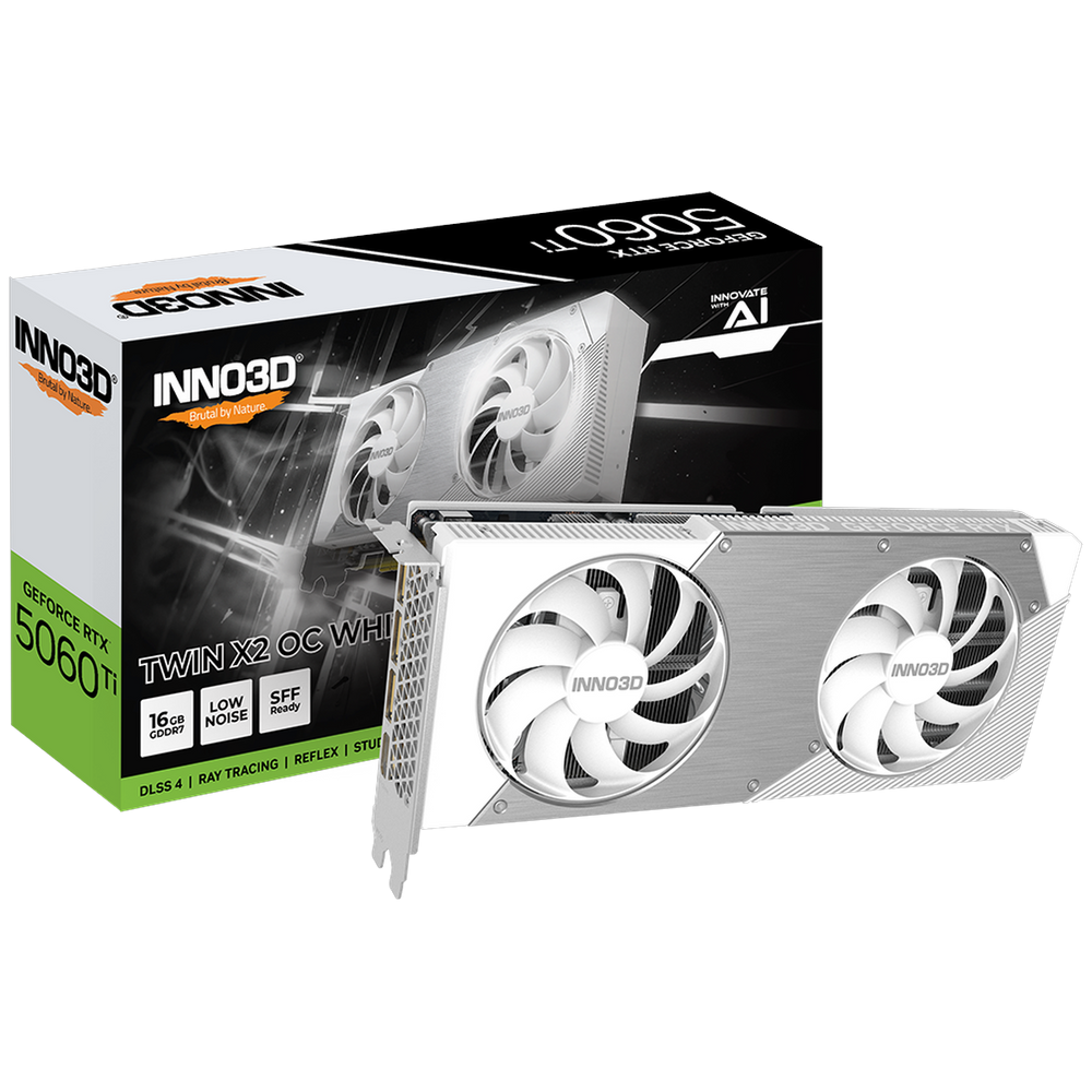 Видеокарта INNO3D RTX5060Ti TWIN X2 ОС WHITE 16GB GDDR7 128bit 3xDP HDMI 2FAN RTL