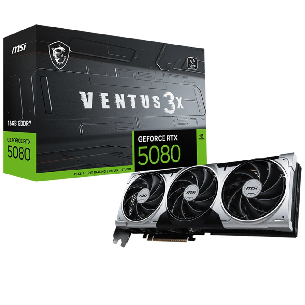 Видеокарта MSI RTX5080 VENTUS 3X PLUS 16GB GDDR7 256bit 3xDP HDMI 3FAN RTL