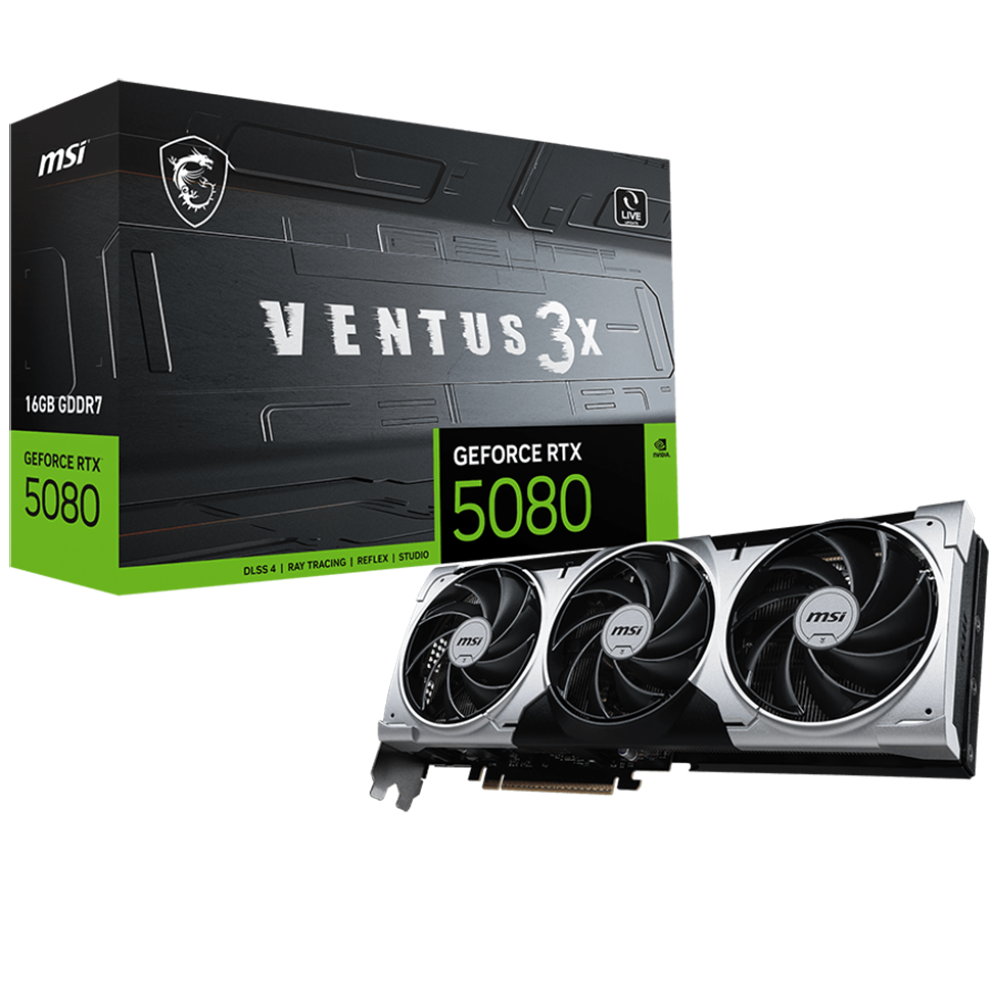 Видеокарта MSI RTX5080 VENTUS 3X PLUS 16GB GDDR7 256bit 3xDP HDMI 3FAN RTL