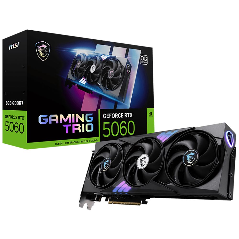 Видеокарта MSI RTX5060 GAMING TRIO OC 8GB GDDR7 128bit 3xDP HDMI 3FAN RTL