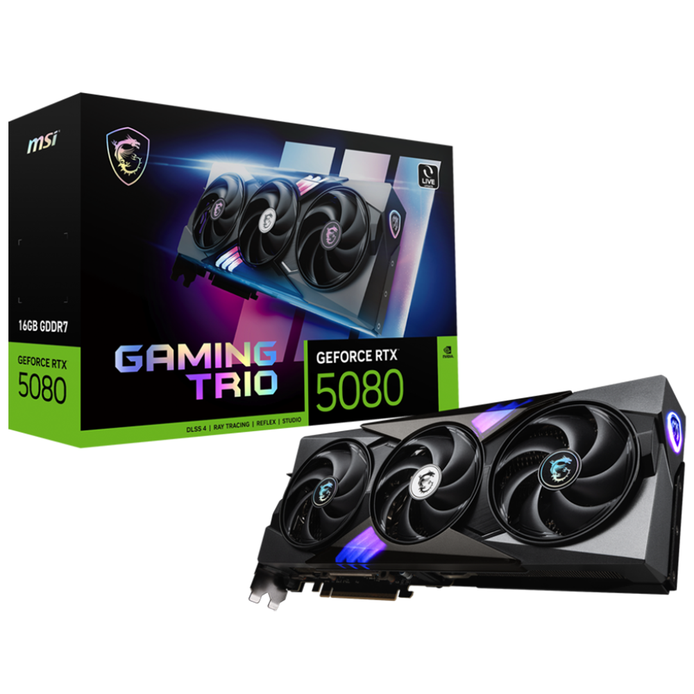 Видеокарта MSI RTX5080 GAMING TRIO 16GB GDDR7 256bit 3xDP HDMI 3FAN RTL