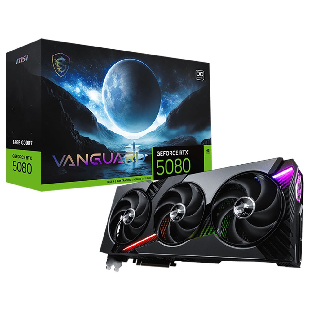 Видеокарта MSI RTX5080 VANGUARD OC 16GB GDDR7 256bit 3xDP HDMI 3FAN RTL
