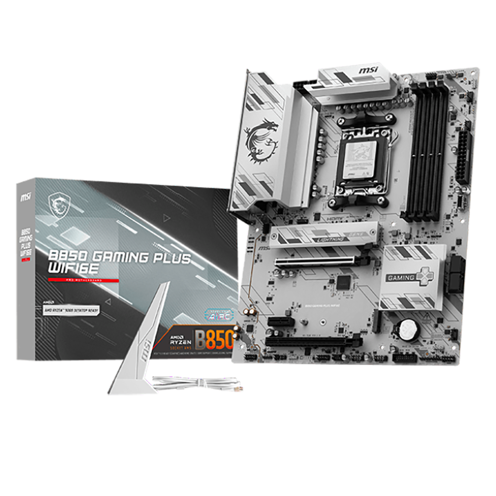 Материнская плата MSI B850 GAMING PLUS WIFI6E B850, AM5, 4*DDR5, 2*PCIEx16, 1*PCIEx1, 2*M.2, 2*TypeC, 3*USB3.2Gen2, 6*USB3.2Gen1, 4*USB2.0, 4*SATA3.0, 2.5G, DP, HDMI, ATX, RTL