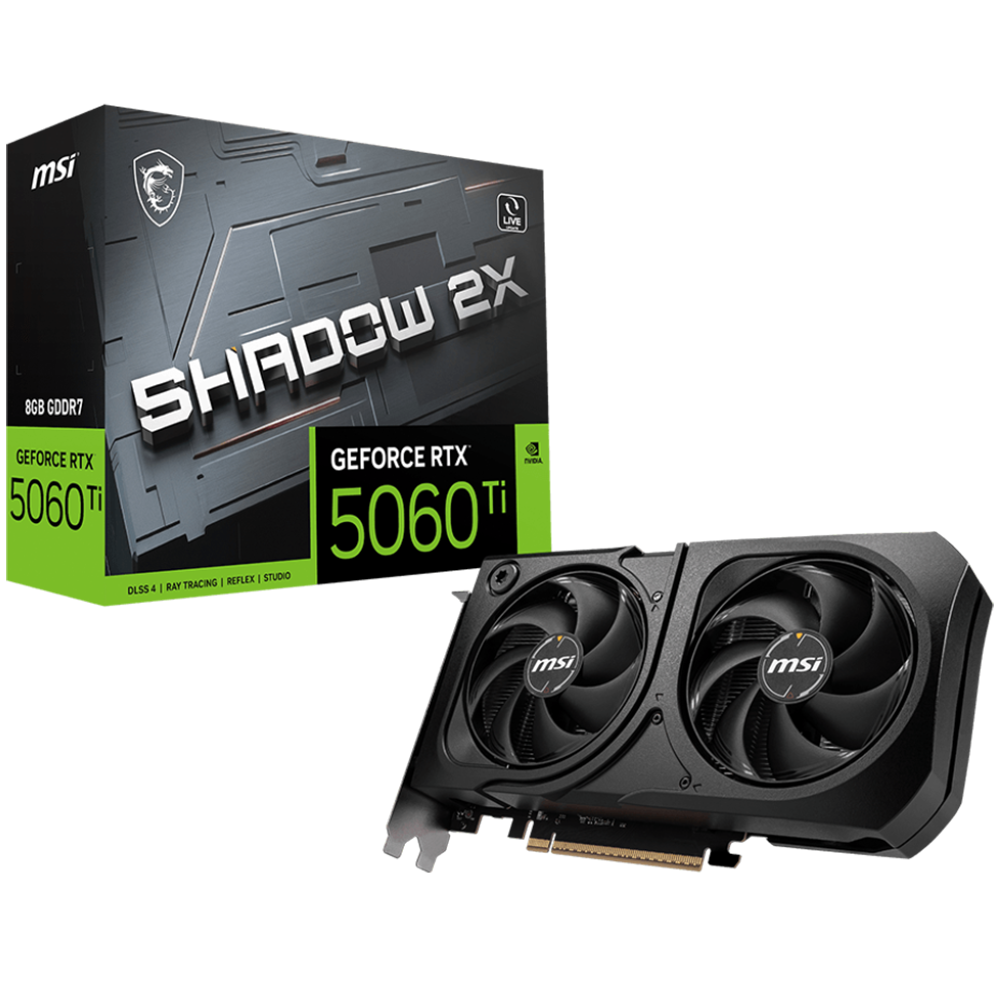 Видеокарта MSI RTX5060Ti SHADOW 2X PLUS 8GB GDDR7 128bit 3xDP HDMI 2FAN RTL