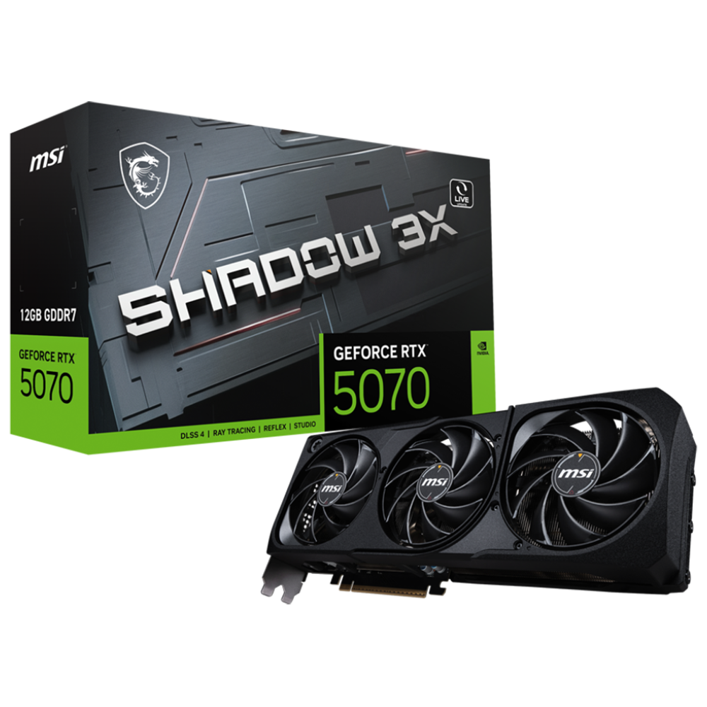 Видеокарта MSI RTX5070 SHADOW 3X 12GB GDDR7 192bit 3xDP HDMI 3FAN RTL
