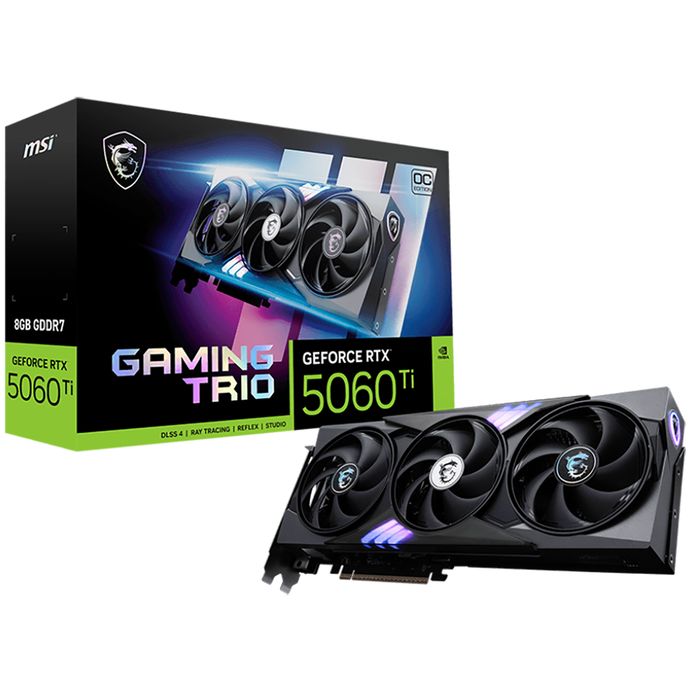 Видеокарта MSI RTX5060Ti GAMING TRIO OC 8GB GDDR7 128bit 3xDP HDMI 3FAN RTL