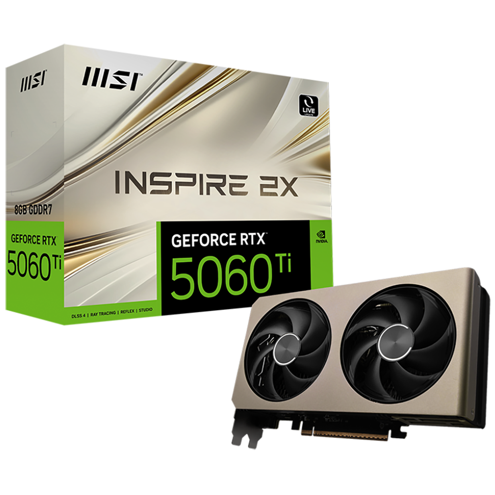 Видеокарта MSI RTX5060Ti INSPIRE 2X 8GB GDDR7 128bit 3xDP HDMI 2FAN RTL