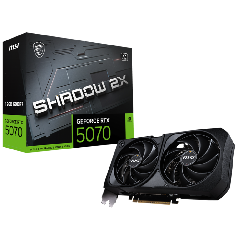 Видеокарта MSI RTX5070 SHADOW 2X 12GB GDDR7 192bit 3xDP HDMI 2FAN RTL