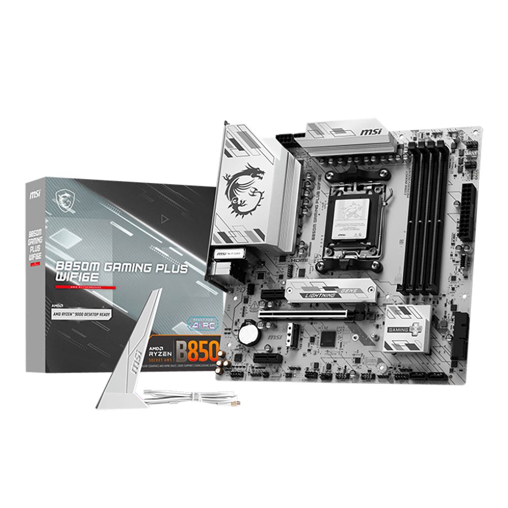 Материнская плата MSI B850M GAMING PLUS WIFI6E B850, AM5, 4*DDR5, 1*PCIEx16, 2*PCIEx1, 2*M.2, 2*TypeC, 3*USB3.2Gen2, 6*USB3.2Gen1, 4*USB2.0, 4*SATA3.0, 2.5G, DP, HDMI, M-ATX, RTL