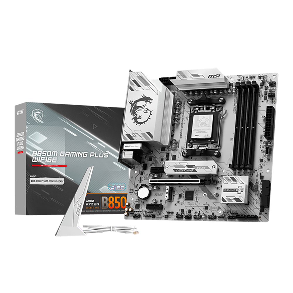 Материнская плата MSI B850M GAMING PLUS WIFI6E B850, AM5, 4*DDR5, 1*PCIEx16, 2*PCIEx1, 2*M.2, 2*TypeC, 3*USB3.2Gen2, 6*USB3.2Gen1, 4*USB2.0, 4*SATA3.0, 2.5G, DP, HDMI, M-ATX, RTL
