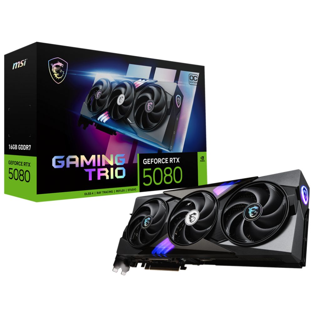 Видеокарта MSI Bad Pack RTX5080 GAMING TRIO OC 16GB GDDR7 256bit 3xDP HDMI 3FAN RTL bp