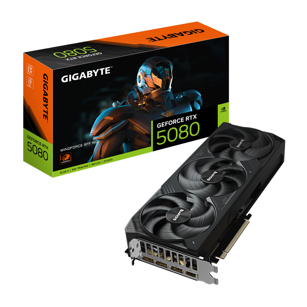 Видеокарта Gigabyte RTX5080 WINDFORCE SFF 16GB GDDR7 256bit 3xDP HDMI 3FAN RTL