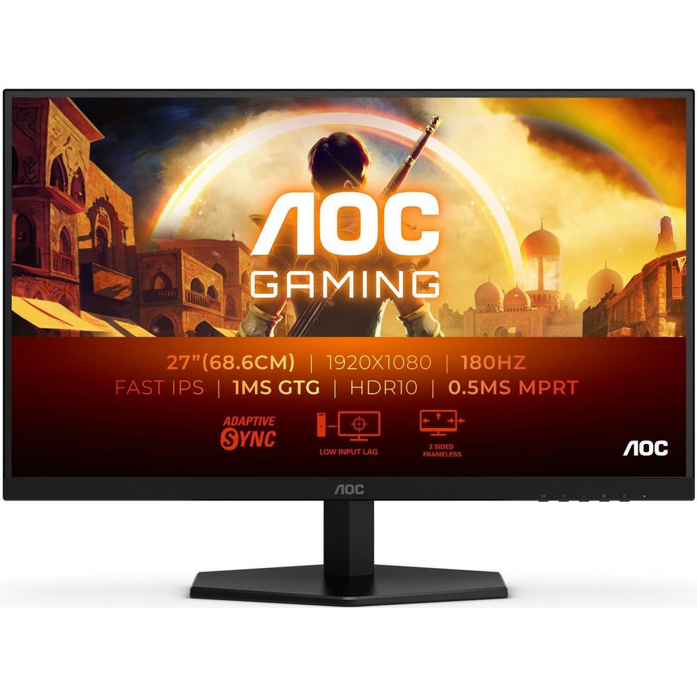 Монитор 27" AOC 27G42E Black (IPS, 1920x1080, 180Hz, 0.5 ms, 178°/178°, 300 cd/m, 80M:1, +2xHDMI 2.0, +DisplayPort 1.4)