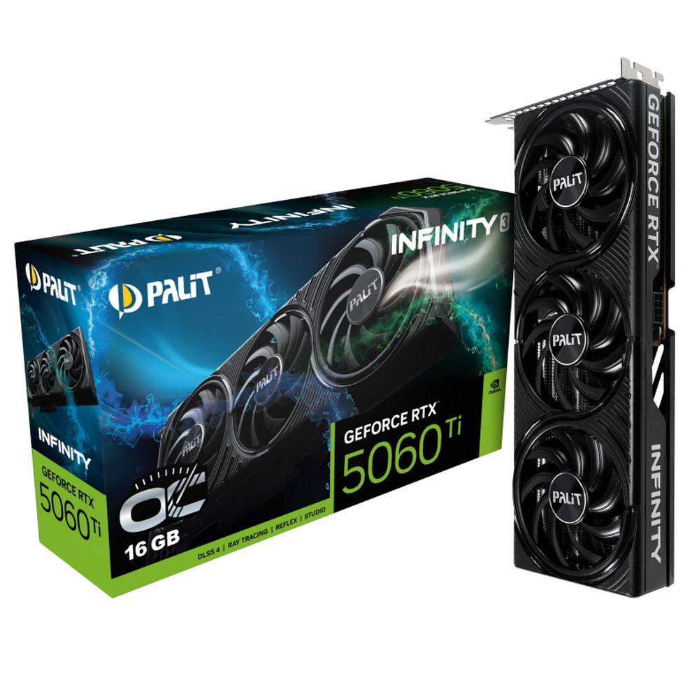 Видеокарта Palit RTX5060Ti INFINITY 3 OC 16GB GDDR7 128bit 3xDP HDMI 3FAN RTL