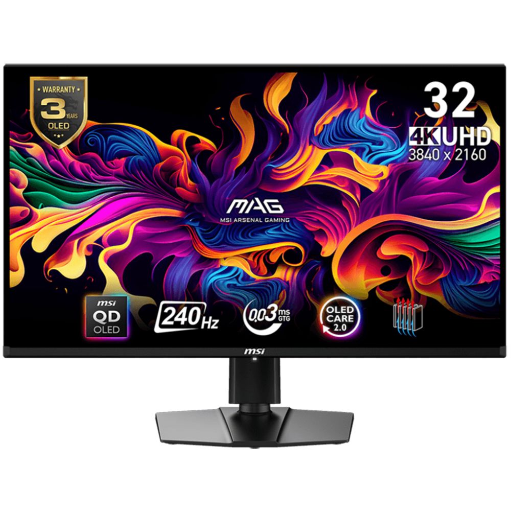 Монитор 31.5" MSI MAG 321UPX QD-OLED  QD-OLED, 3840x2160, 240Hz, 0,03ms, 250сd/m, 1500000:1, HDR10 | 2xHDMI(2.1), DP(1.4a), Type-C(PD-15W) | HAS, Swivel, InPSU, Vesa 100, Black