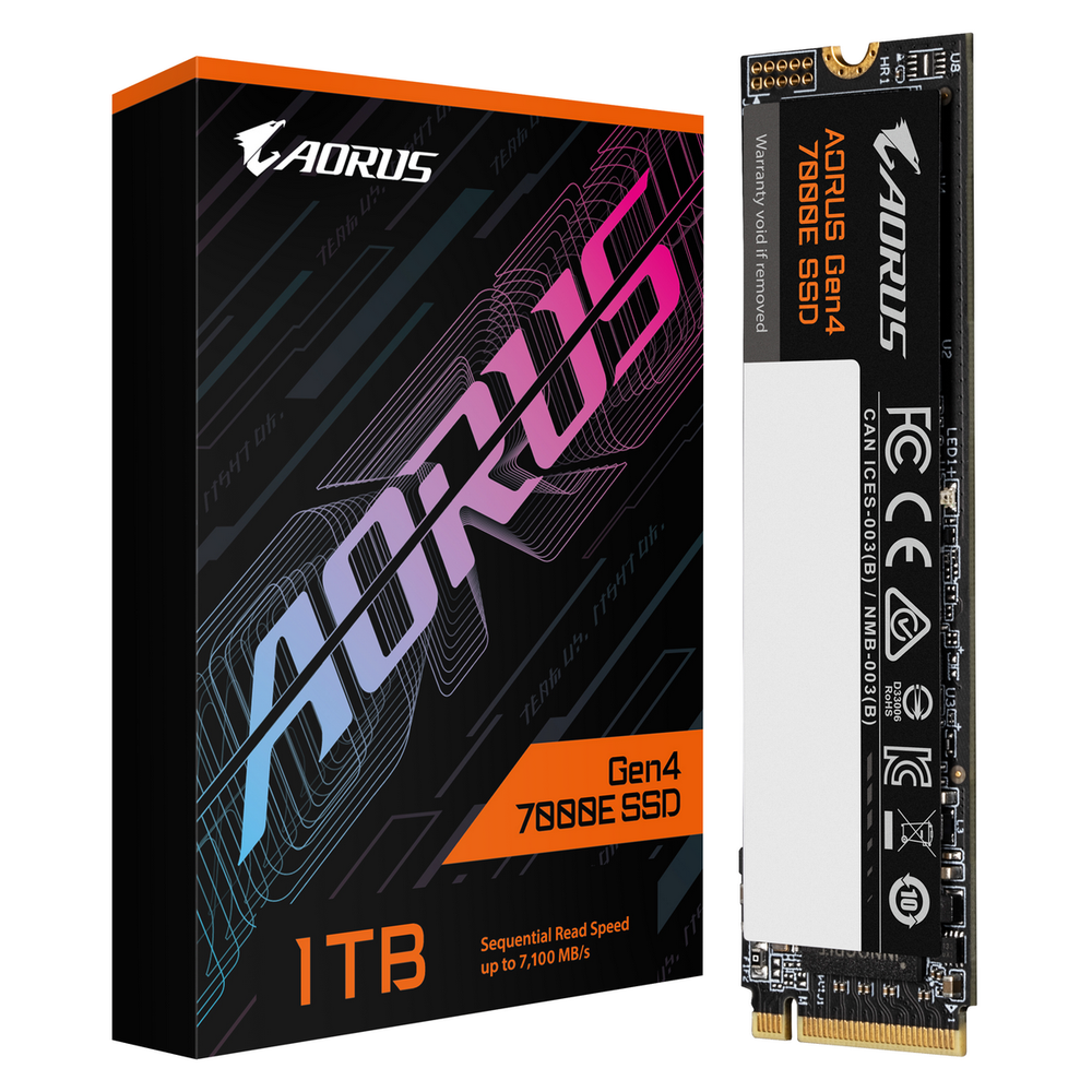 Твердотельный накопитель SSD Gigabyte M.2 2280 1TB AORUS Gen4 7000E AG470E1TB PCI-Express 4.0 x4, NVMe 1.4 7100/6100