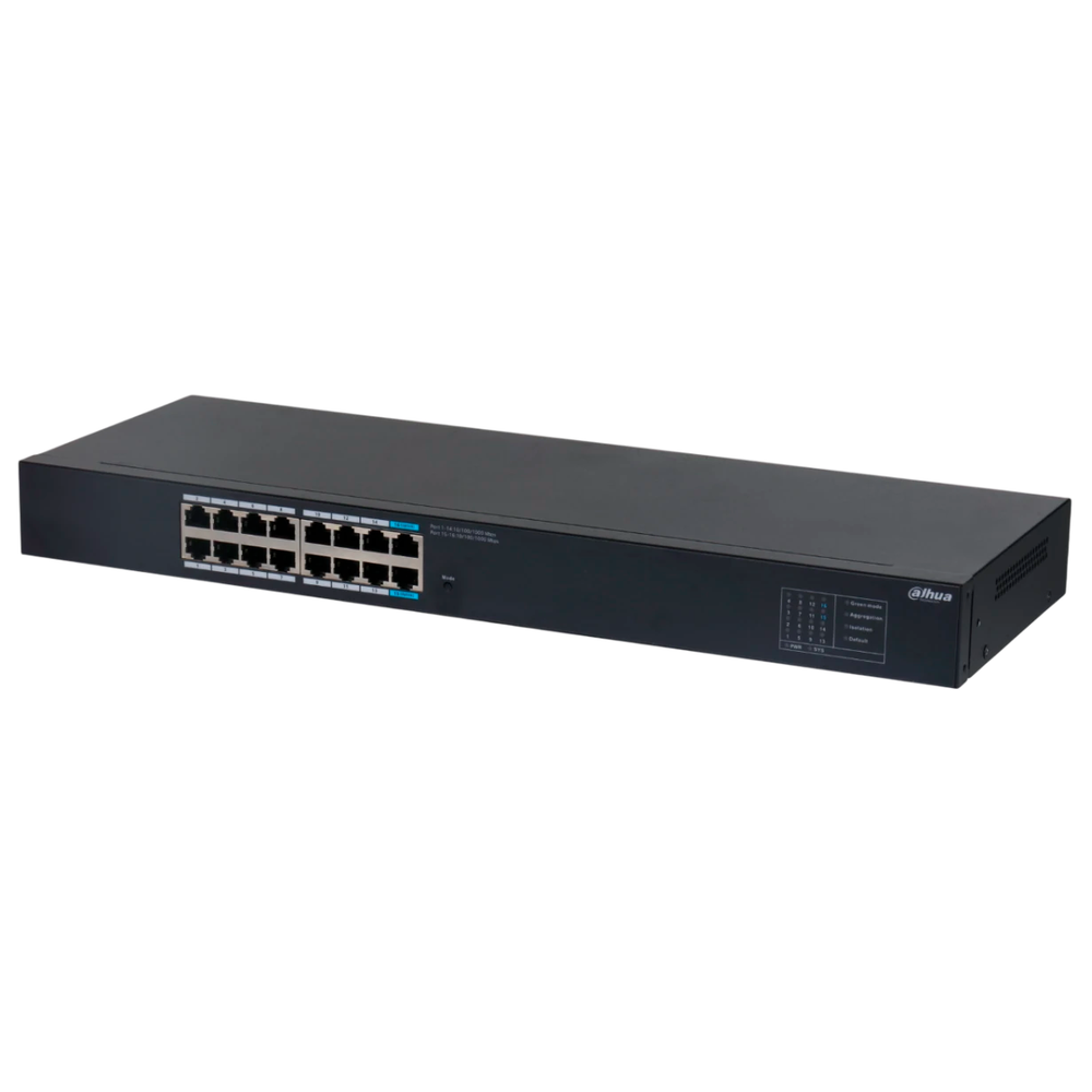 Коммутатор Dahua 16-port Gigabit RJ45 Non-PoE Switch, Metal case