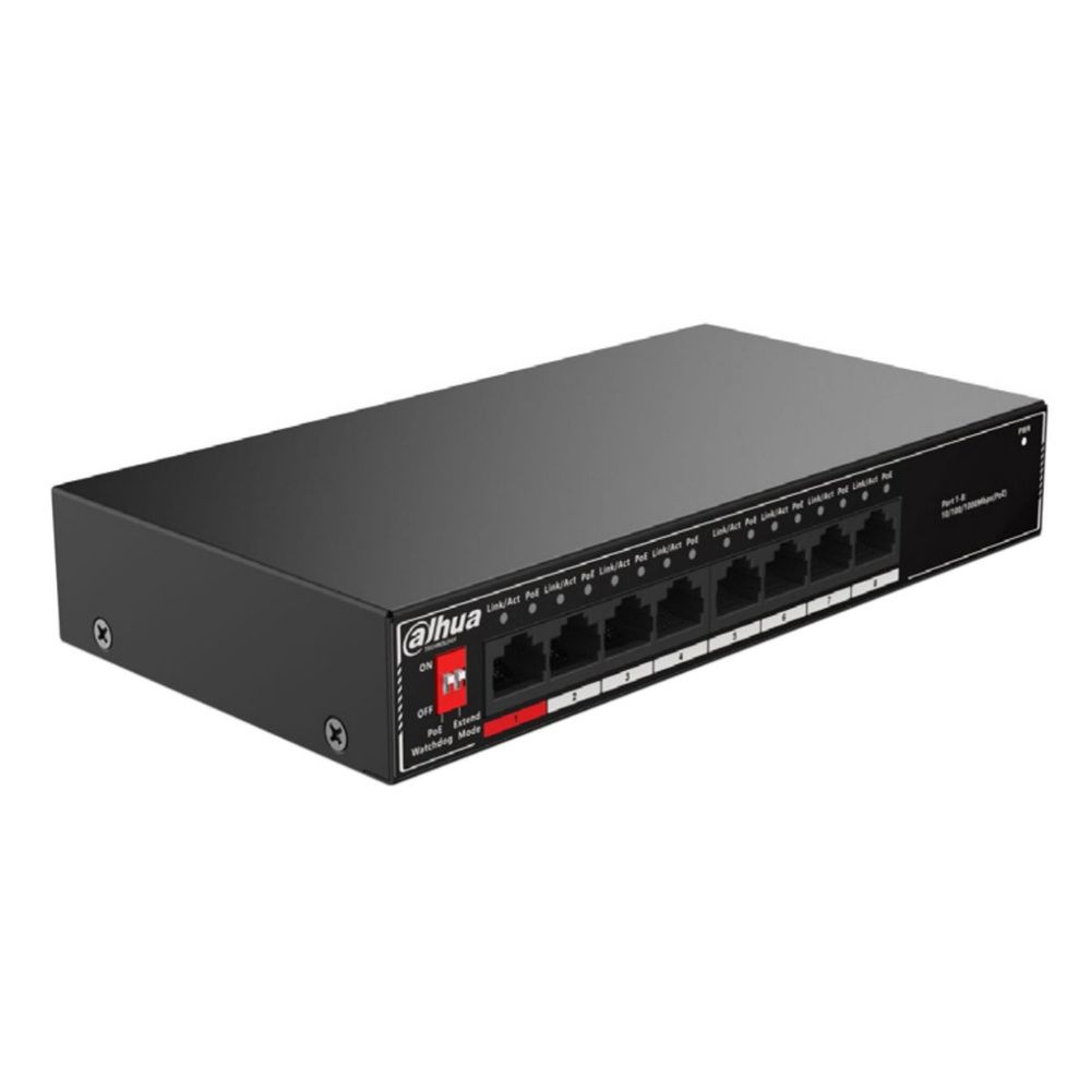Коммутатор Dahua 8-port Gigabit RJ45 8-port PoE Switch, 96W, Metal case