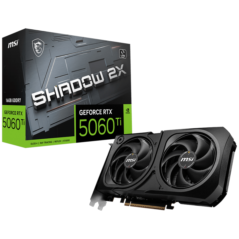 Видеокарта MSI RTX5060Ti SHADOW 2X PLUS 16GB GDDR7 128bit 3xDP HDMI 2FAN RTL