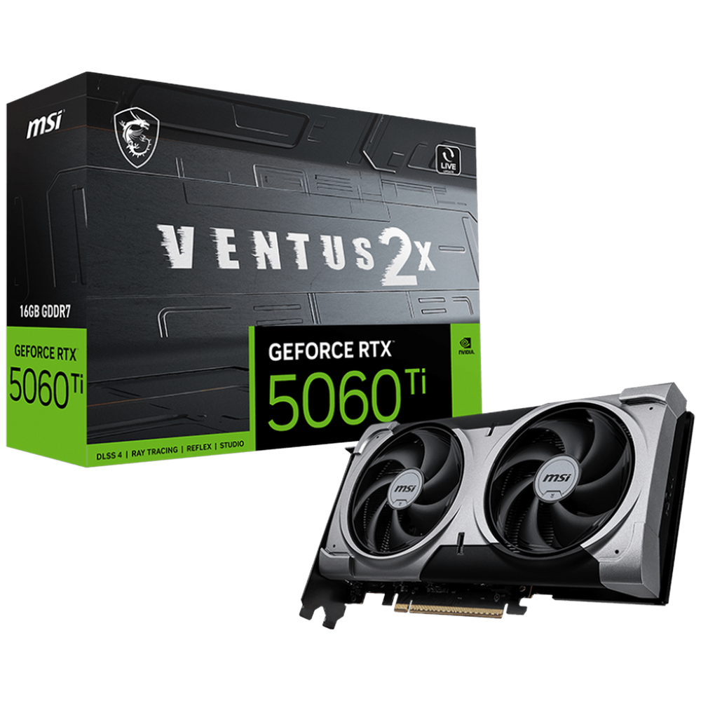 Видеокарта MSI RTX5060Ti VENTUS 2X PLUS 16GB GDDR7 128bit 3xDP HDMI 2FAN RTL
