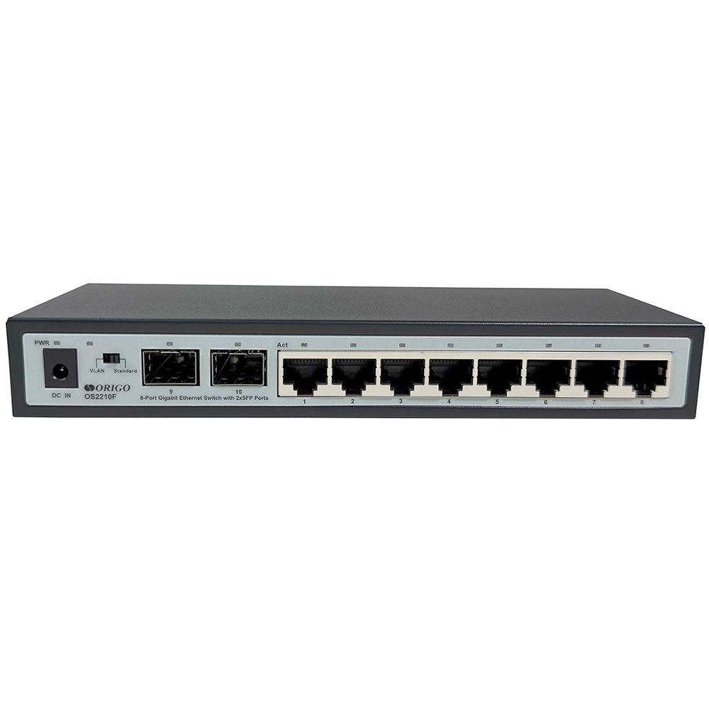 Коммутатор ORIGO OS2210F/A2A Конфигурируемый коммутатор, 8x1000Base-T, 2x1000Base-X SFP, DIP-переключатель, корпус металл