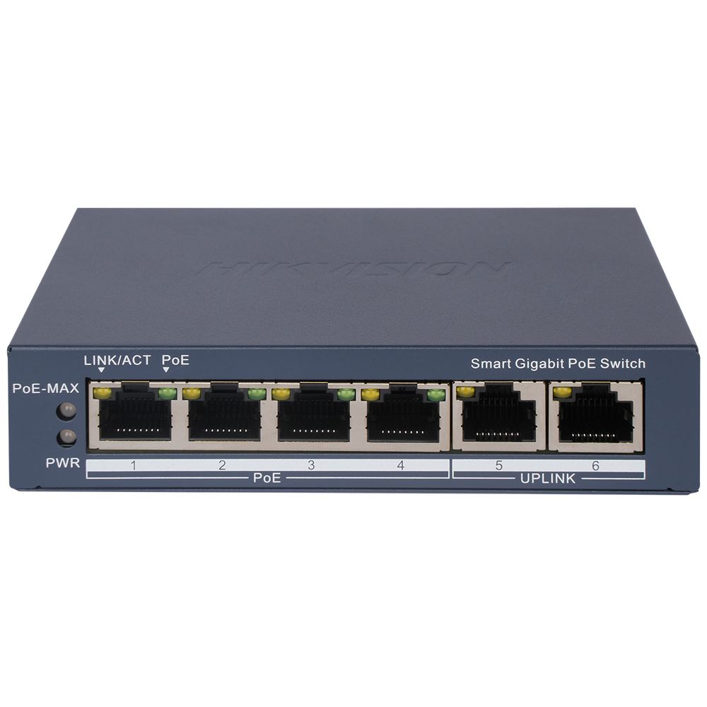 6 портовый гигабитный коммутатор Hikvision DS-3E1506P-EI c 4 портами PoE