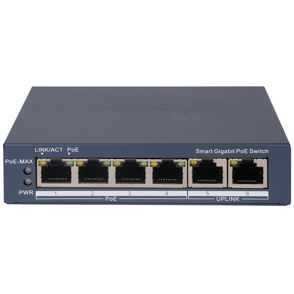 6 портовый гигабитный коммутатор Hikvision DS-3E1506P-EI c 4 портами PoE
